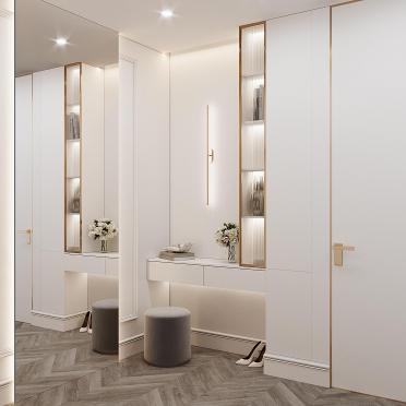 Интерьер прихожей с зеркалом на двери  смотреть на Basicdecor