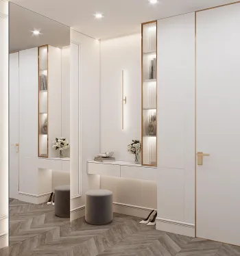 Интерьер прихожей с зеркалом на двери  смотреть на Basicdecor
