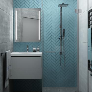 Интерьер ванной с душевой из плитки  смотреть на Basicdecor