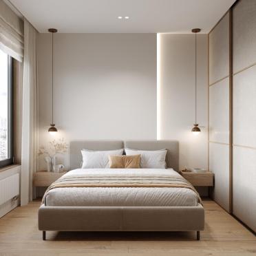 Интерьер спальни cветильниками над кроватью  смотреть на Basicdecor