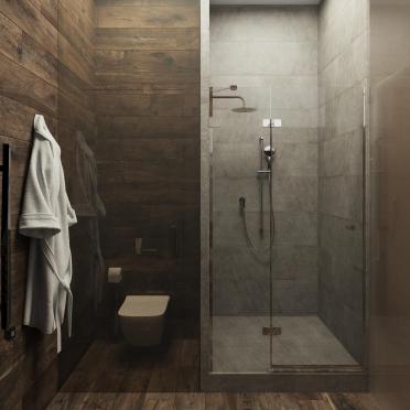 Интерьер ванной с душевой из плитки  смотреть на Basicdecor