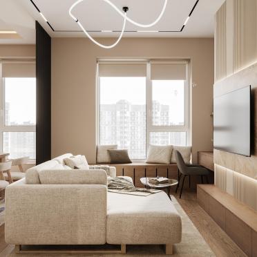 Интерьер гостиной cветовыми линиями  смотреть на Basicdecor