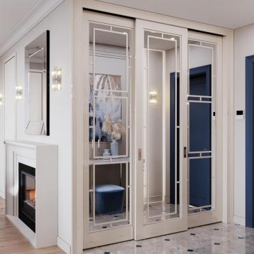 Интерьер прихожей с зеркалом на двери  смотреть на Basicdecor