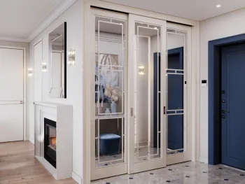 Интерьер прихожей с зеркалом на двери  смотреть на Basicdecor
