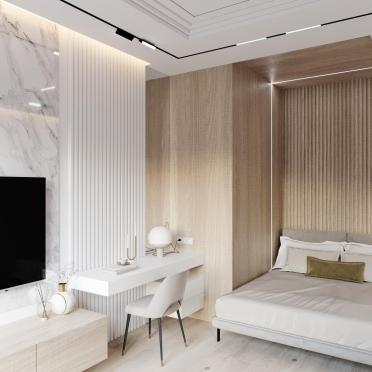 Интерьер гостиной cветильниками над кроватью  смотреть на Basicdecor