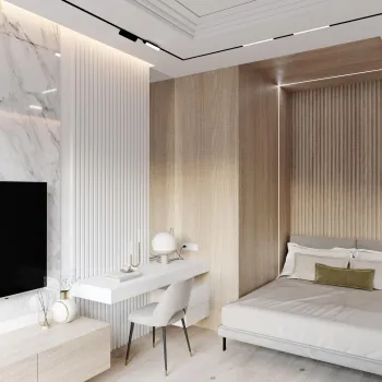 Интерьер гостиной cветильниками над кроватью  смотреть на Basicdecor