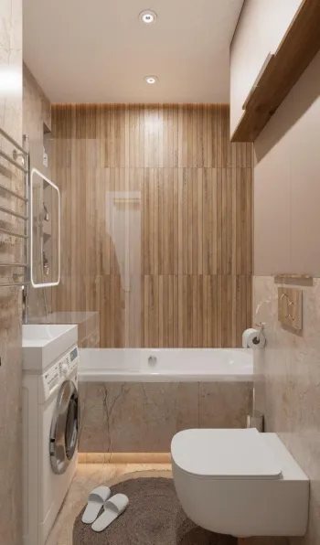Интерьер ванной cовмещенным санузлом  смотреть на Basicdecor