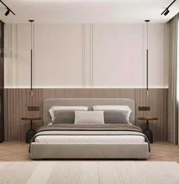 Интерьер спальни cветильниками над кроватью  смотреть на Basicdecor