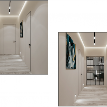Интерьер коридора cветовыми линиями и с подсветкой  смотреть на Basicdecor