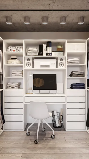 Интерьер спальни c рабочим местом в стиле лофт смотреть на Basicdecor