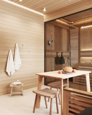 Интерьер ванной cауной  смотреть на Basicdecor