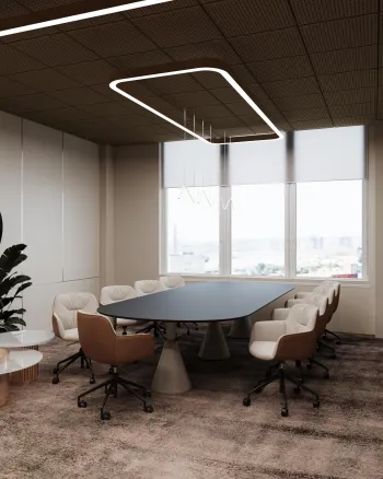 Интерьер офиса cветовыми линиями, подсветкой светодиодной и с подсветкой  смотреть на Basicdecor