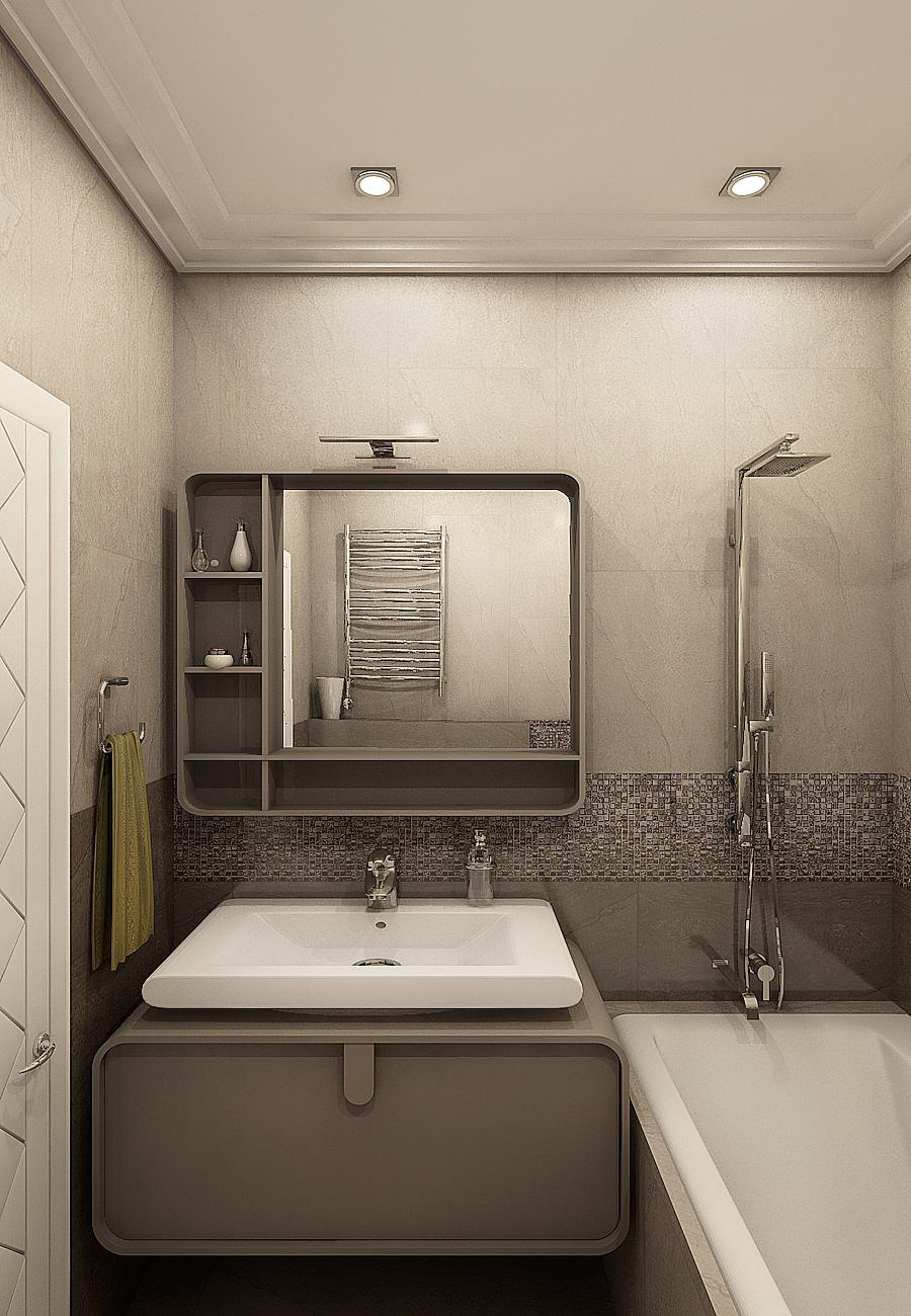 Интерьер ванной cовмещенным санузлом в стиле лофт и в стиле кантри