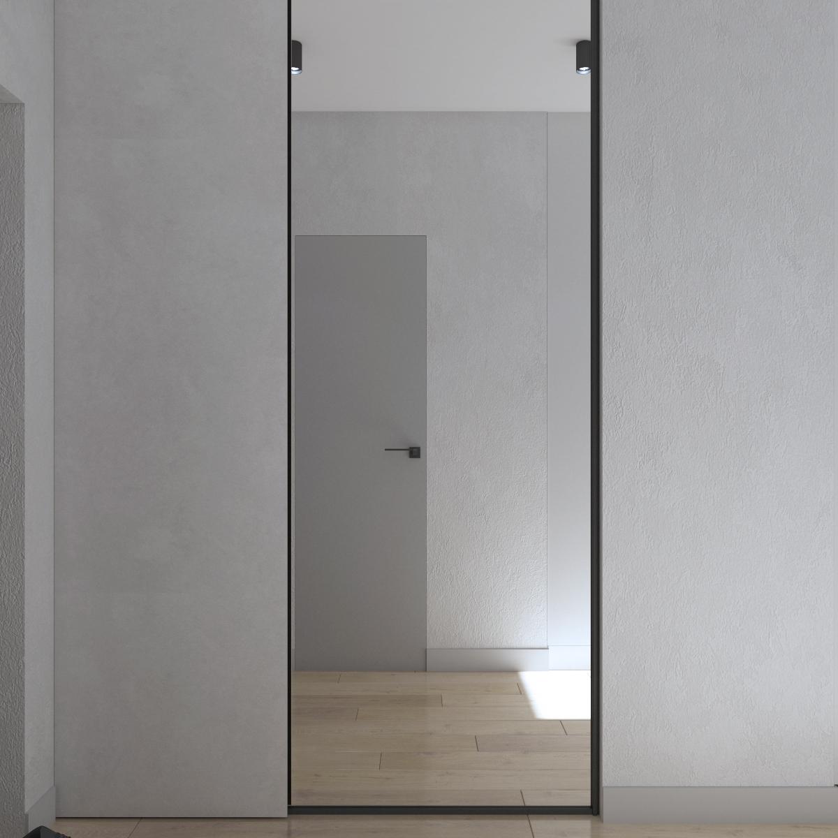 Интерьер с зеркалом на двери