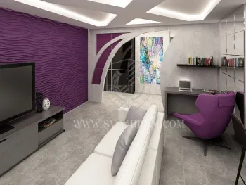 Интерьер гостиной c рабочим местом  смотреть на Basicdecor