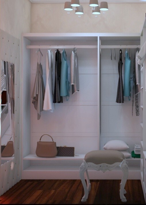 Интерьер гардеробной с гардеробной, гардеробной со шторой и хранением верхней одежды