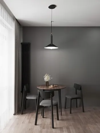 Интерьер столовой cветильниками над столом  смотреть на Basicdecor