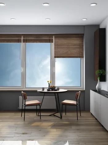 Интерьер столовой с жалюзи  смотреть на Basicdecor