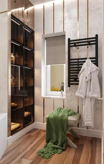 Интерьер ванной с жалюзи и дверными жалюзи  смотреть на Basicdecor