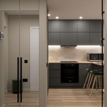 Интерьер кухни с проходной и с подсветкой  смотреть на Basicdecor
