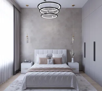 Интерьер спальни cветильниками над кроватью  смотреть на Basicdecor