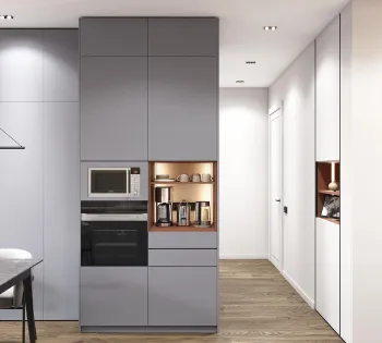 Интерьер кухни с кухней-нишей  смотреть на Basicdecor