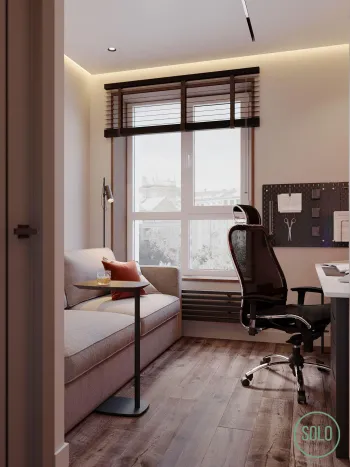 Интерьер кабинета с жалюзи  смотреть на Basicdecor