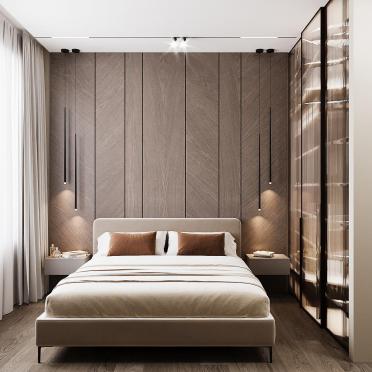 Интерьер спальни cветильниками над кроватью  смотреть на Basicdecor
