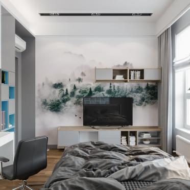 Интерьер спальни c рабочим местом в современном стиле смотреть на Basicdecor
