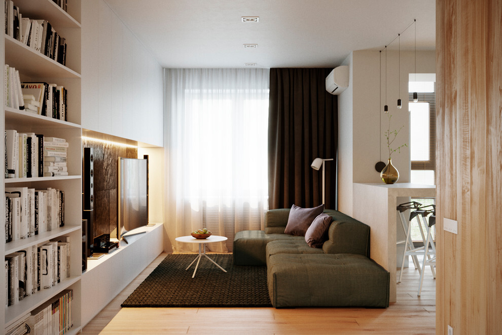 Интерьер гостиной с подсветкой настенной и подсветкой светодиодной в современном стиле и в стиле лофт