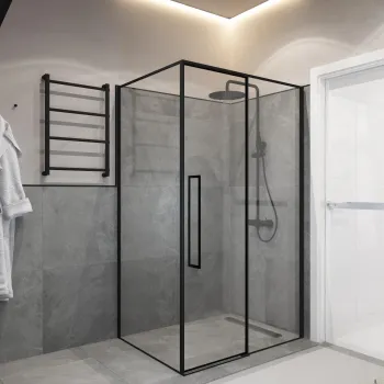 Интерьер ванной с душевой из плитки  смотреть на Basicdecor