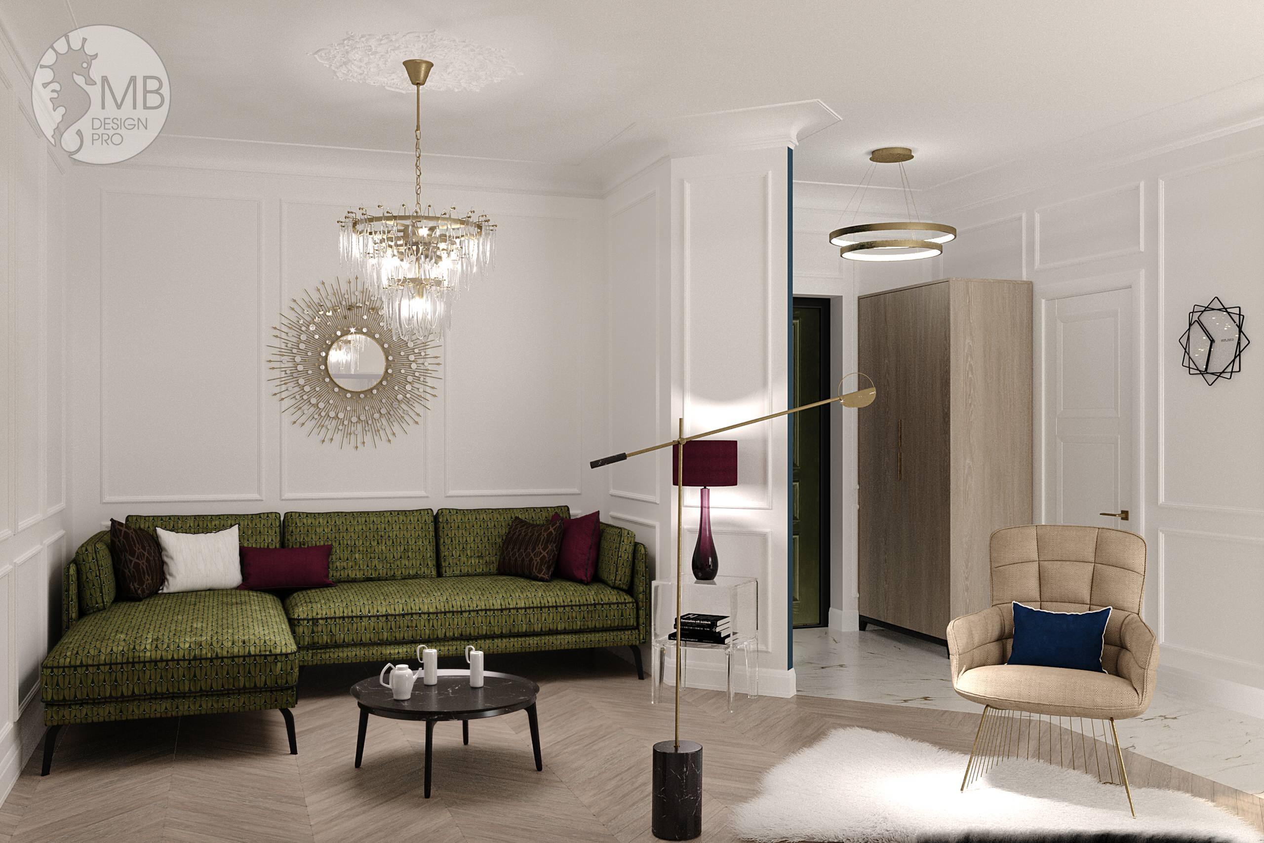 Интерьер гостиной cветовыми линиями и подсветкой светодиодной в стиле фьюжн