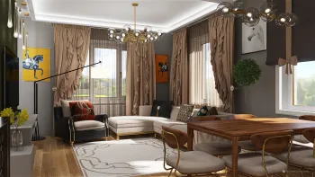 Интерьер гостиной с три окна  смотреть на Basicdecor