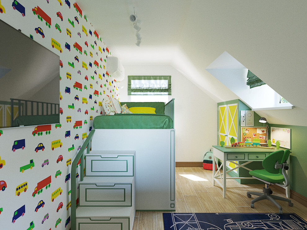 Интерьер детской c рабочим местом в современном стиле