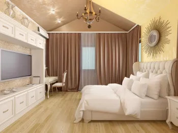 Интерьер спальни c рабочим местом в неоклассике смотреть на Basicdecor