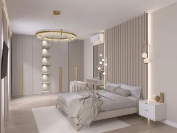 Интерьер спальни cветильниками над кроватью  смотреть на Basicdecor