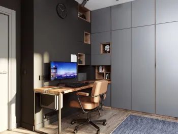 Интерьер кабинета c рабочим местом в современном стиле смотреть на Basicdecor