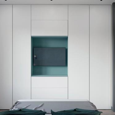 Интерьер спальни с шкафом у кровати в современном стиле смотреть на Basicdecor