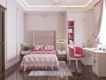 Интерьер спальни c рабочим местом в классическом стиле смотреть на Basicdecor