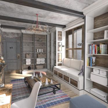 Интерьер гостиной в стиле лофт и рустике смотреть на Basicdecor