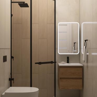 Интерьер ванной с зеркалом на двери  смотреть на Basicdecor