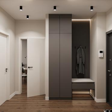 Интерьер прихожей с проходной и с подсветкой  смотреть на Basicdecor