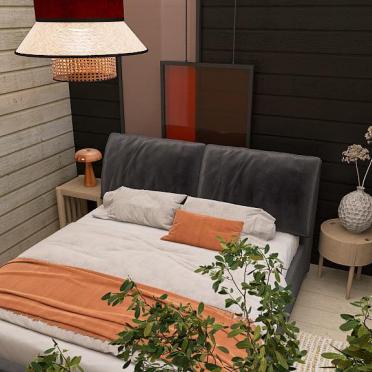 Интерьер спальни cветильниками над кроватью в эко смотреть на Basicdecor