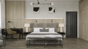 Интерьер спальни cветильниками над кроватью  смотреть на Basicdecor