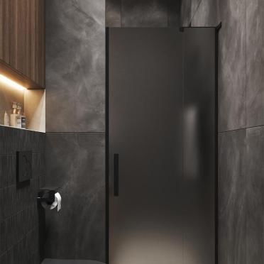 Интерьер с душевой из плитки, проходной и зеркалом на двери  смотреть на Basicdecor