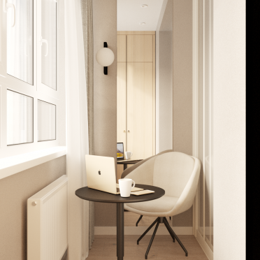 Интерьер балкона с балконом и столом у окна  смотреть на Basicdecor