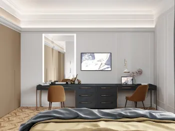 Интерьер спальни c рабочим местом  смотреть на Basicdecor