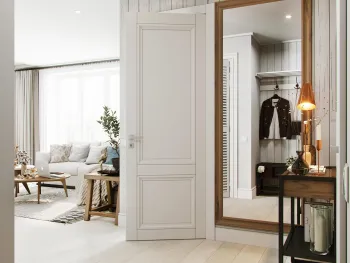 Интерьер прихожей с зеркалом на двери  смотреть на Basicdecor