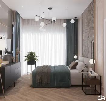 Интерьер спальни cветильниками над кроватью  смотреть на Basicdecor