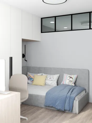 Интерьер детской с кроватью в нише  смотреть на Basicdecor
